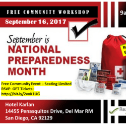 A poster advertising a free community workshop on preparedness.