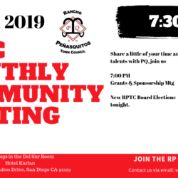 A flyer for the 2 0 1 9 rpc community meeting.