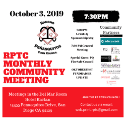 A poster for the rpc monthly community meeting.