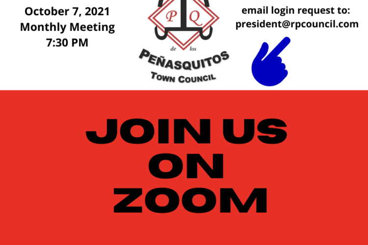Rancho Penasquitos Town Council Meeting October 7, 2021 7:30 PM via ZOOM