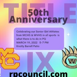 A poster for the 5 0 th anniversary of senior girl athletics.