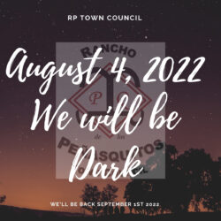 A dark sky with the words " we will be dark august 4, 2 0 2 2 ".