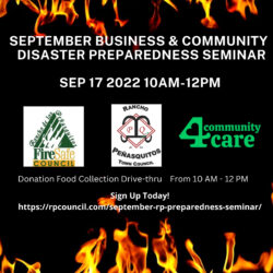 A flyer for the september business and community disaster preparedness seminar.