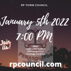 A poster for the town council meeting on january 5 th.