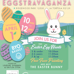 A poster for an easter egg hunt with the dates and times.