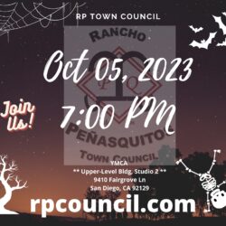 A poster for the town council 's halloween party.