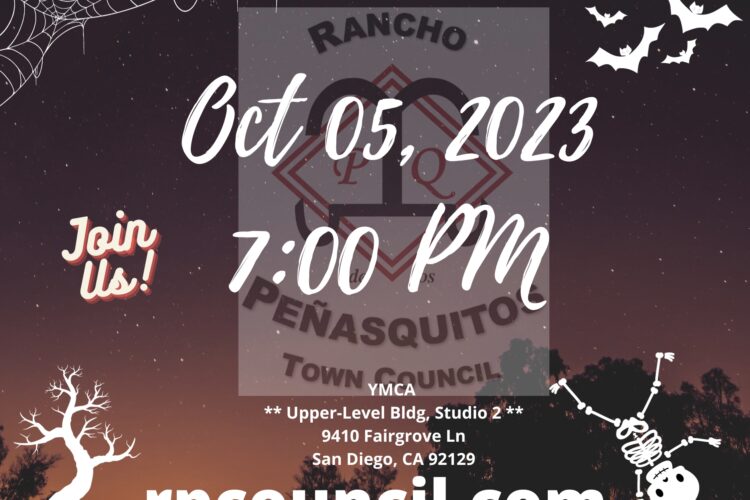 October 5 2023 Public Monthly Meeting 7 PM Rancho YMCA Studio A